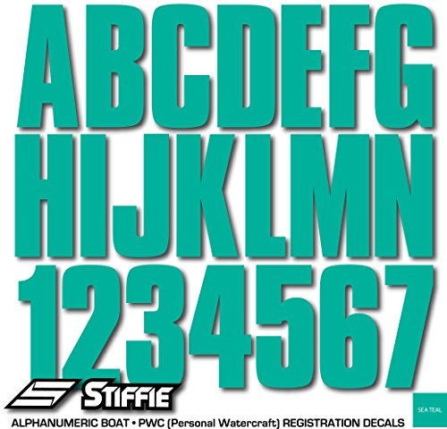Image of STIFFIE Uniline Sea Teal 3 inch Boat & PWC Registration Decals • Numbers Letters Stickers