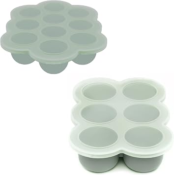 WeeSprout Silicone Baby Food Freezer Trays 2-Pack Bundle - Ten 1.5oz & Six 3oz Portions - Clip-on Lids - Homemade Puree & Breast Milk Storage