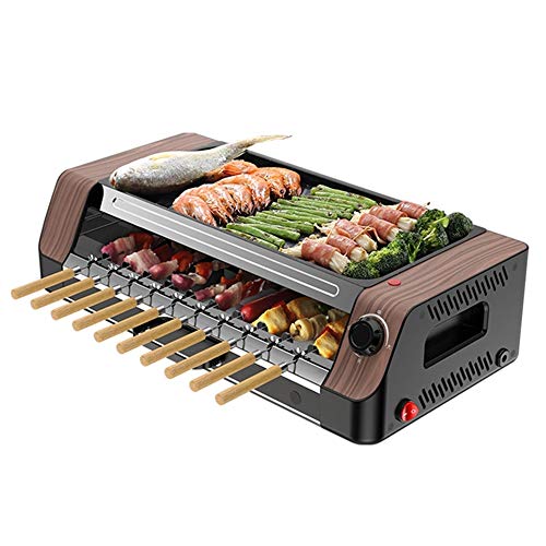 ZXX Grill électrique, brochette sans fumée pour la cuisinière de Barbecue rotative Automatique à la Maison, Carter d'huile intégré, Convient au Voyage en extérieur, Camping