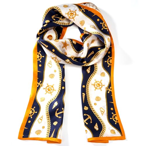 100% Silk Scarf for Women 59”x 5.9” Hair Scarf for Women Fashion Satin Headwrap Lightweight Neck Tie
