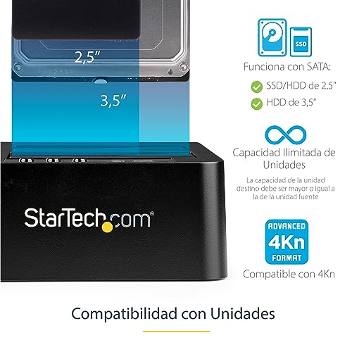 Clonador de discos StarTech SDOCK2U33RE con copia rápida de 22GB/min y recuperación de datos 3
