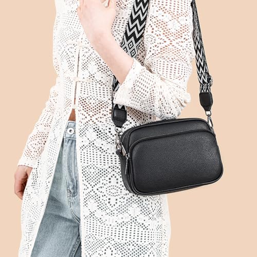 Noir & Blanc Leather Crossbody Bag and Accessories, Noir and Blanc Leather Crossbody Bags for Women, Trendy Purses Handbags3