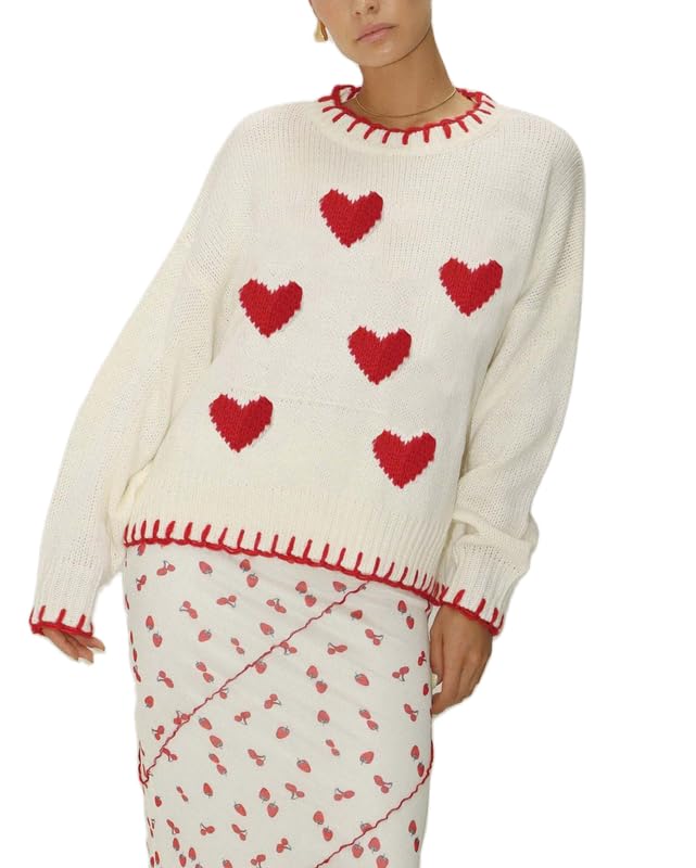 Image of SOOKABEILA Women Y2K Graphic Sweater Top Long Sleeve Knit Print Pullover Oversized Loose Aesthetic Fall Sweatshirt