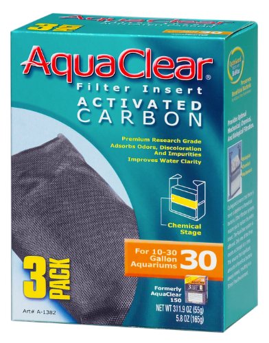 AquaClear A1382 Activated Carbon Insert, 30-Gallon Aquariums, White, 3-Pack