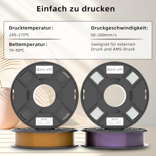 Image of 3DHoJor Basic PETG 3D Printer Filament, Multicolor, 1.75mm, 0.25kg*8 Pack, 2kg Total