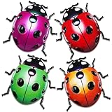 ULENDIS 4 PCS Cute Metal Ladybugs Wall Art Decor, 6.3 Inch Large Outdoor Wall...