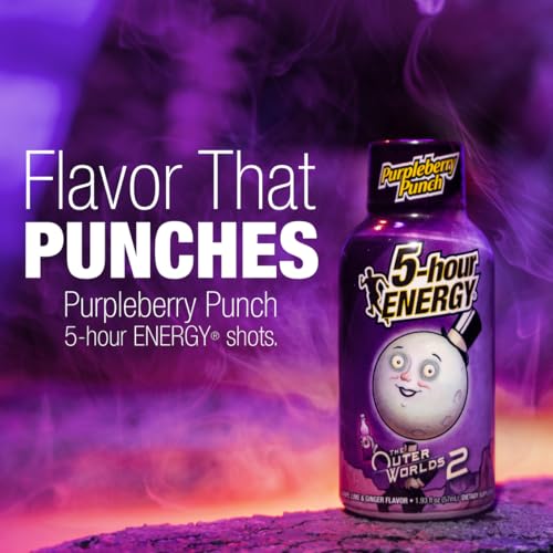 5-hour Energy Shots Outer Worlds 2 Purpleberry Punch Flavor, 1.93 Fl Oz, Pack of 6