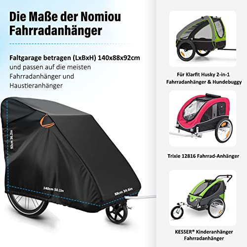Faltgarage für Fahrradanhänger Universelle Hundeanhänger lastenanhänger Abdeckung wasserdicht Plane Abdeckhaube Frost und staubdicht 600D Oxford Regenschutz für Outdoor Fahrrad zubehör(140*88*92cm)
