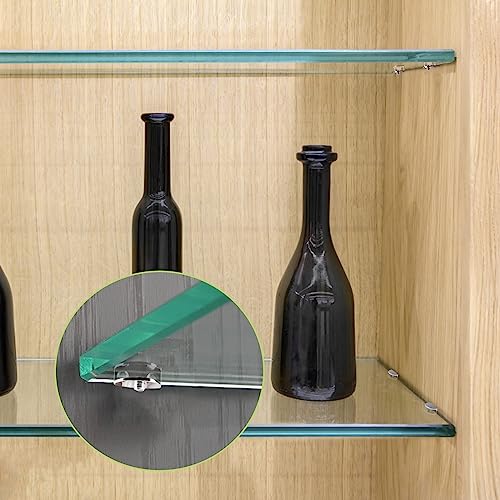 Ufurmate Glass Shelf Clamp, 8Pcs Adjustable Frameless Glass Shelf Bracket Holders Zinc Alloy Half Round Glass Clamp Clips Polished Chrome Wall Mounted For 5-8Mm Thick Glass #TOP4