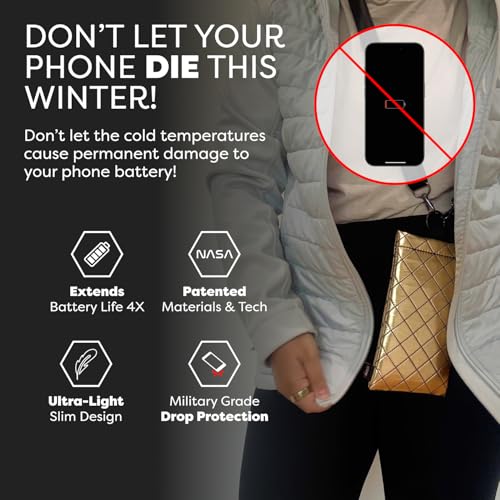 Image of PHOOZY Apollo II Thermal Phone Case with NASA-Derived Technology - Extends Battery Life 4X in Cold Weather and Heat - Military Grade 8-Foot Drop Protection Insulated Pouch - Medium Gold