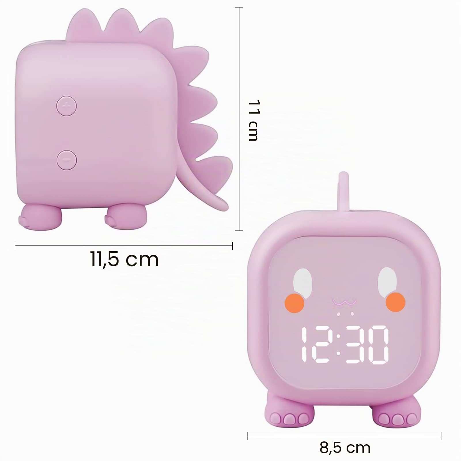Réveil Enfants Fille Garcons LED Numerique Lampe Réveil, Dinosaure Réveil Numérique Volume Réglable Minuterie Veilleuse Snooze Réveil en USB Charge