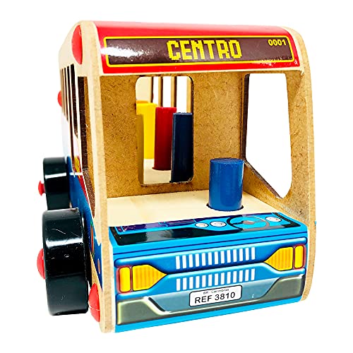 Ônibus de Brinquedo Em Madeira Infantil Educativo Carimbras