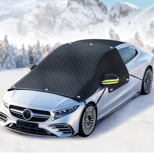 HIXO Universal Winter Magnetic Car Windshield Cover for Ice and Snow Prevention - Automotive Protector Featuring Side Window & Rearview Mirror Shields Suitable for Most Sedans and SUVs