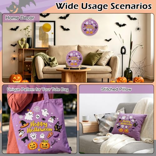 Image of Louise Maelys Halloween Pumpkin Embroidery Kit for Beginners DIY Craft | Cross Stitch Kits for Halloween Crafts, DIY Needlepoint Kit Includes Pre-Printed Fabric, Hoop, Threads, Needles and Guide