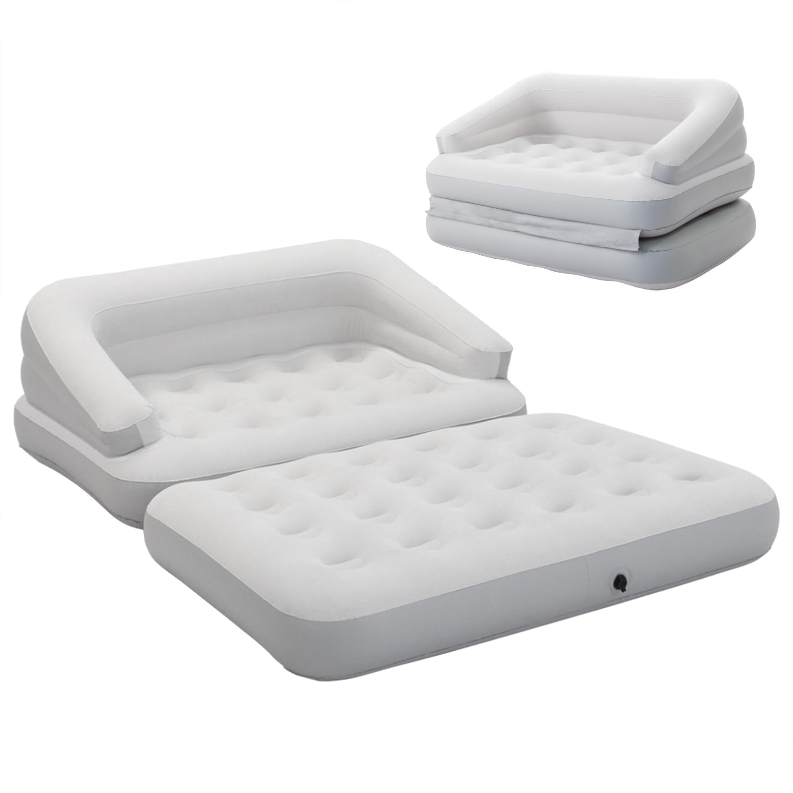 Aufblasbare Couches Schlafsofa, beflockte Luftmatratze Bett mit Armlehne, Doppelgröße