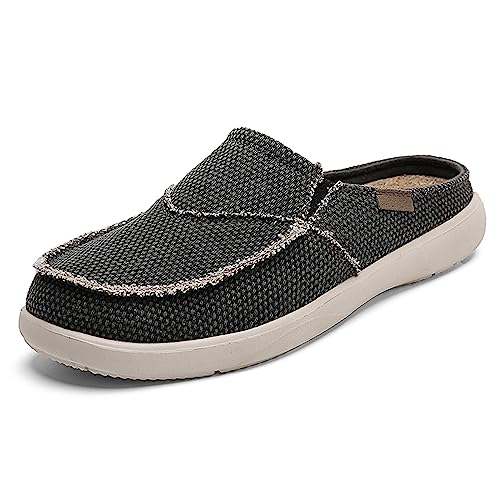 Men's Canvas Slip On Mules,Casual Lightweight Orthotic Walking Shoes Comfortable House Shoes for Plantar Fasciitis Pain Relief