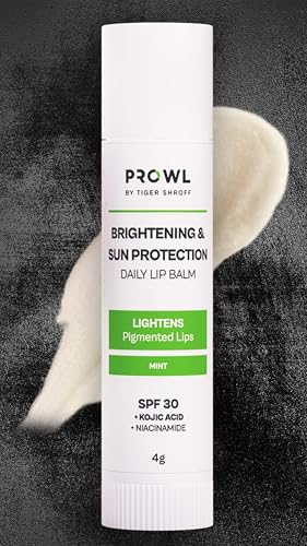 Image of PROWL by Tiger Shroff Lipbalm For Men Brightening Dark Lips with Kojic Acid & Niacinamide | SPF 30 PA+++ Daily Lip Balm For Lightening Pigmented Dry Lips | Pigmentation Removal Care | Mint, 4g