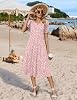 Vestido casual midi de verano para mujer 2026, manga corta abullonada, acampanado, plisado, fluido, con bolsillos 6