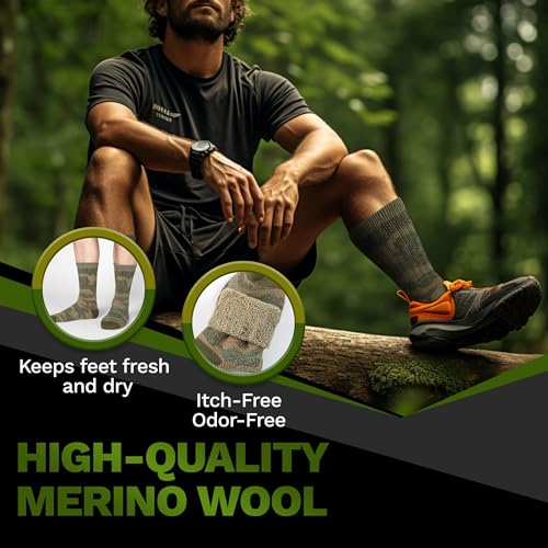 Image of Alvada Mens Merino Wool Crew Socks Thermal and Warm Socks for Winter Work Hiking Running 3 Pairs