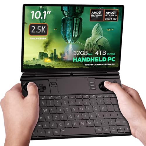 Image of GPD Win Max 2 Handheld Gaming PC, 10.1-Inch Touchscreen, AMD Ryzen, Gaming Controls, Backlit Keyboard, OCuLink Port - 2025 Edition (Ryzen AI 9 HX 370), 32GB RAM / 4TB SSD, Matte Black