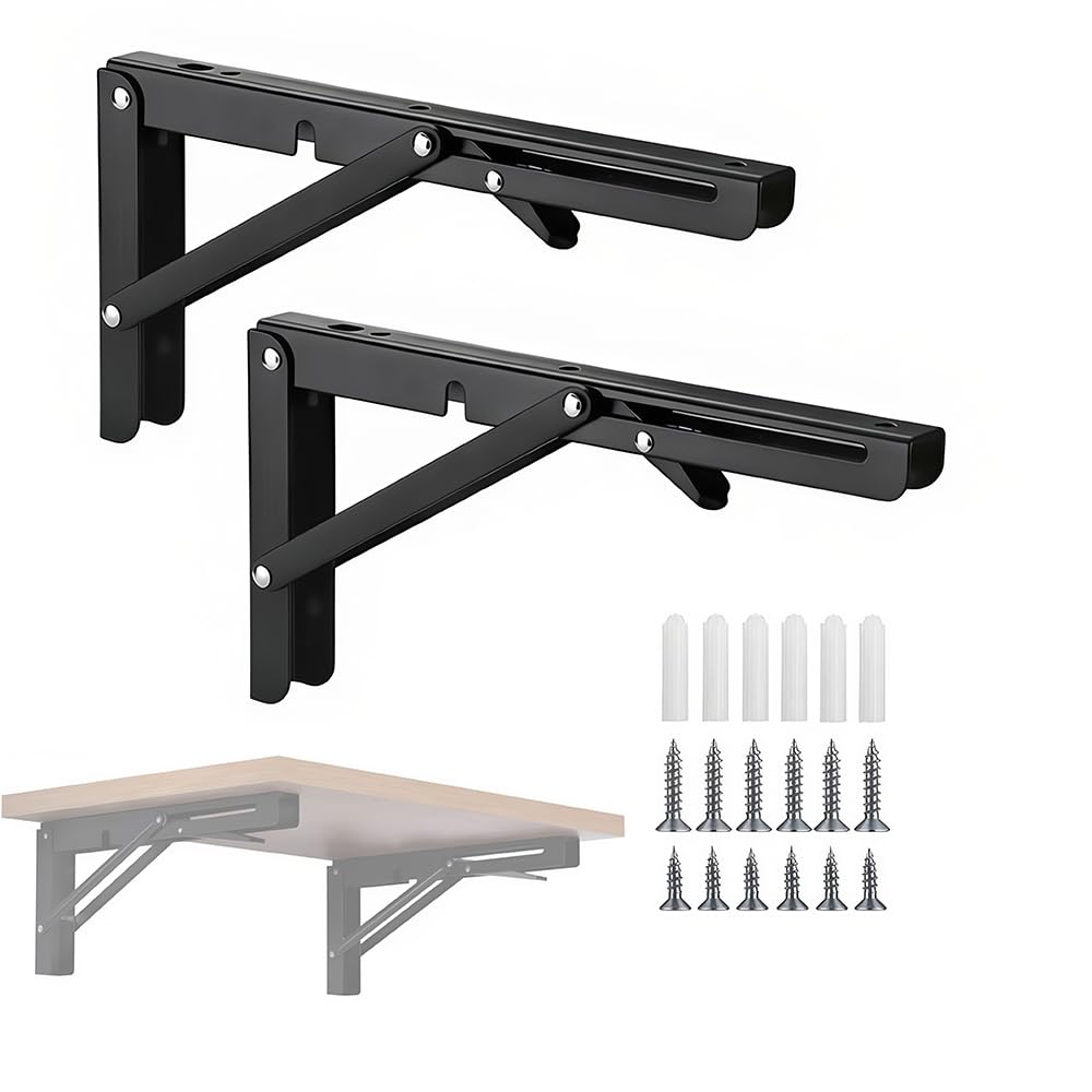 Folding Shelf Brackets, Heavy Duty Wall Mounted Floating Shelf Bracket