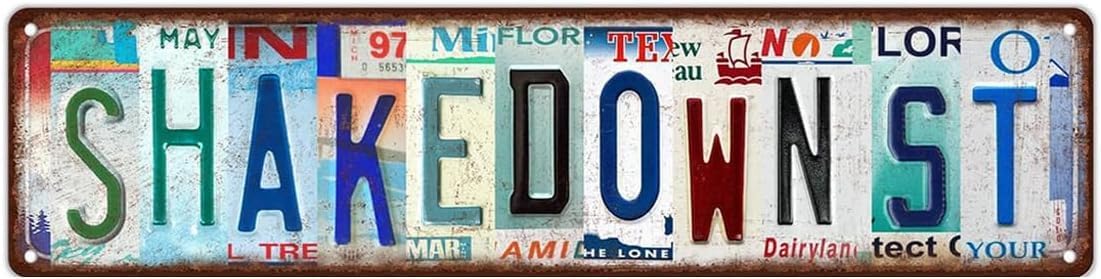 Retro Shakedown Street Metal tin Sign, Vintage Wall Art Decor,Grateful Album Band Merch Poster, Metal Street Signs,16 x 4 inches,for Music Room, Bedroom,Living Room Decor,or Grateful Fan Gifts