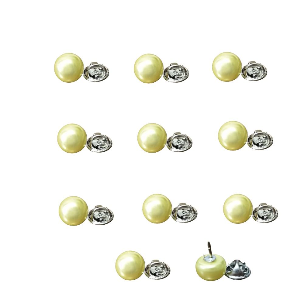 Decorative Pearl Button, Cover Up Pins,No Sew Button,Yellow Pearl Buttons for Cloth, Shirt,Dress,Hat,Shoes,Bags,Reusable for Crafts and Apparel, 12mm
