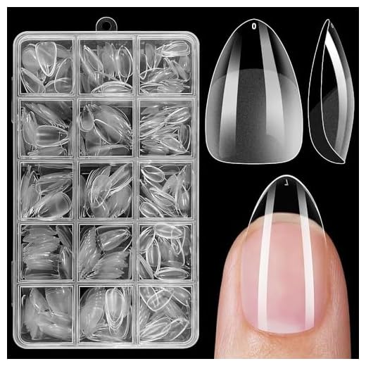 ZEYACHAN 450 Piezas Uñas Postizas Almendra, 15 Tamaños Tips Uñas Transparentes, Semi Mate, Tips Uñas Cortas, Soft Gel Nail Tips, Tips De Uñas Para Bricolaje De Uñas FASLE NAILS