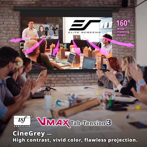 Image of Elite Screens VMAX Tab-Tension 3 Series, 138 INCH Motorized Projector Screen, 16:9 CineGrey High Contrast Electric Drop-Down, 4K /8K HDR, IR /RF Remote, VMAXT138UCH3