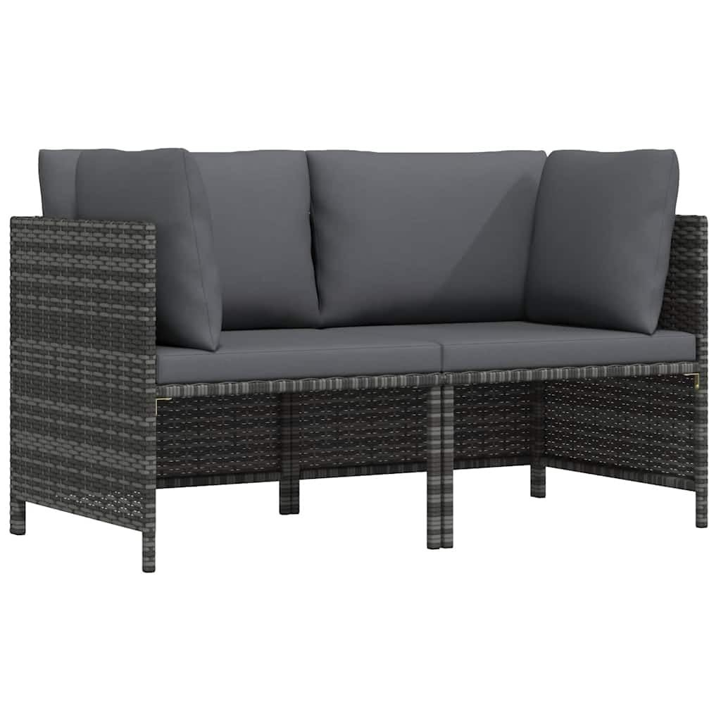 vidaXL Canapé de Jardin à 2 Places avec Coussins Gris Résine tressée