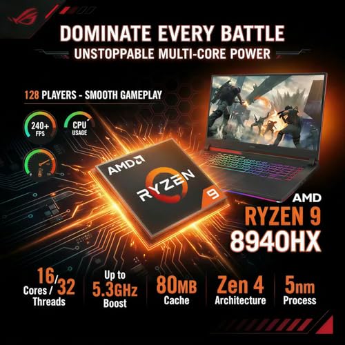 Image of ASUS ROG Strix G16 Gaming Laptop, GeForce RTX 5070Ti 12GB, Ryzen 9 8940HX | 16 inch FHD+ 165Hz /3ms Laptop PC, 16GB DDR5-5600 RAM, 1TB SSD, Wi-Fi 6E, Win11 Home,RGB Backlit KB,w /Lifetime Office