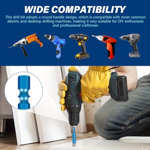 Image of Serplex 5Pcs Diamond Drill Bit 6-12mm Diamond-Coated Core Bits with 8mm Twist Drill, 1 /4 Inch Hex Shank, 5 /16 inch 1 /4 inch 3 /8 inch 1 /2 inch Dry Tile Drill Bit Set for Porcelain Tile Ceramic Stone Granite Marble