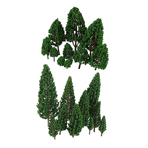 BEBEMOKO Juego de 22 árboles de modelo en miniatura verdes para paisajes, paisajes y manualidades de diorama para trenes y paisajes en miniatura
