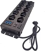 Filtro de Linha com Voltímetro Digital 10 Tomadas Espaçadas 10A Bivolt Metálico Cabo 1 Metro Certificado Emplac F50850