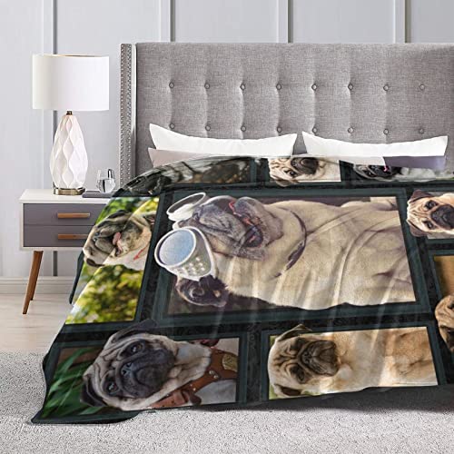 Smart Pug Dog Lovely Puppy Printed Ultra-Soft Throw Blanket Home Decorative Blanket For Living Room Bed Sofa #TOP4