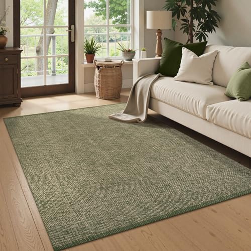 LEEVAN Washable Area Rug 4x6, Hand-Woven Cotton Living Room Rug,