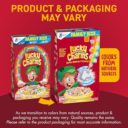 Image of Lucky Charms Gluten Free Cereal with Marshmallows, Kids Breakfast Cereal, Made with Whole Grain, Family Size, 18.6 oz