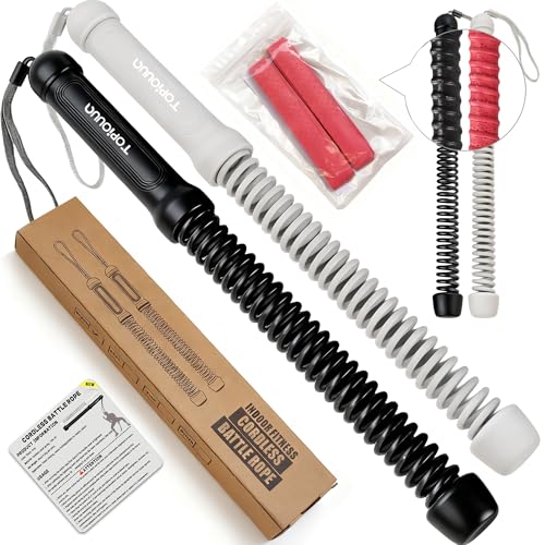 TOPIOUUA Ropeless Battle Rope - HIIT Weight Training, Multi-functional Home and Travel Exercise Equipment, Unisex Exercise Training Battle Rope Fitness Equipment with Anti-slip Tape (Black)