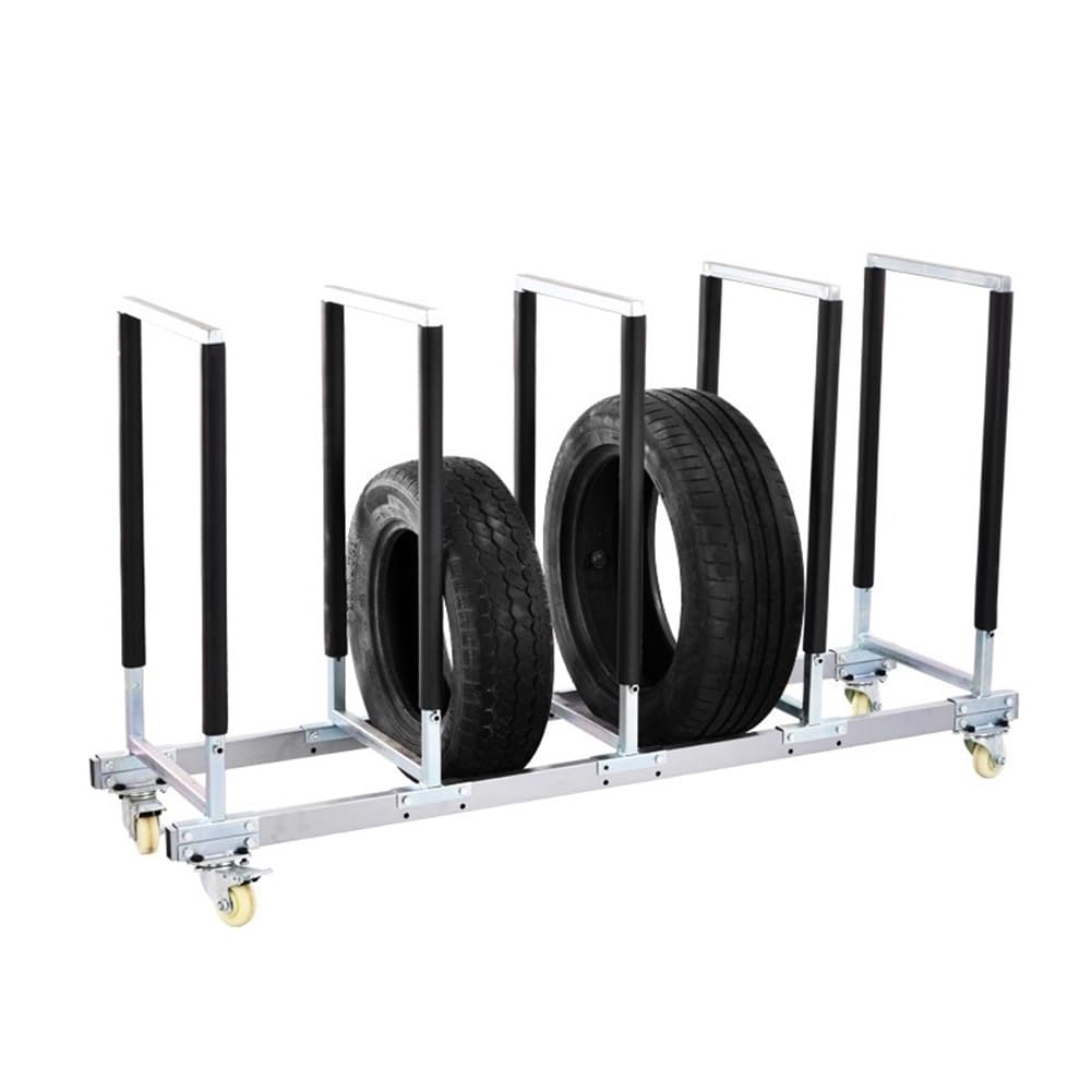 Support mobile pour pneus - Chariot robuste sur pied pour garage et magasin automobile