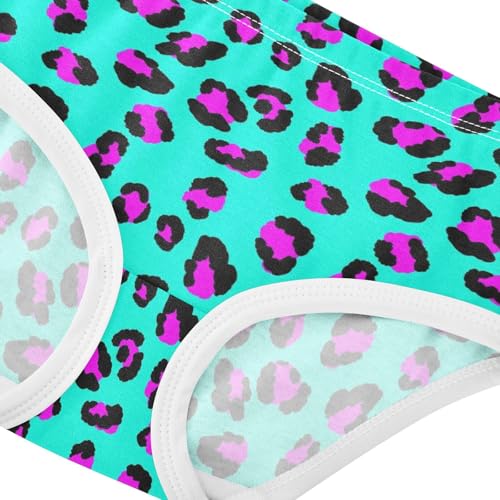 Joisal Pink Leopard Black Spots Teal Panties for Girl Girls Underwear Toddler Cotton Fun Print Briefs Undies Kids 2t4
