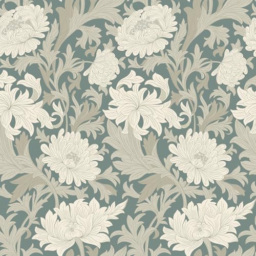 Livelynine 17.5x276 Olive Green Floral Peel and Stick Wallpaper William