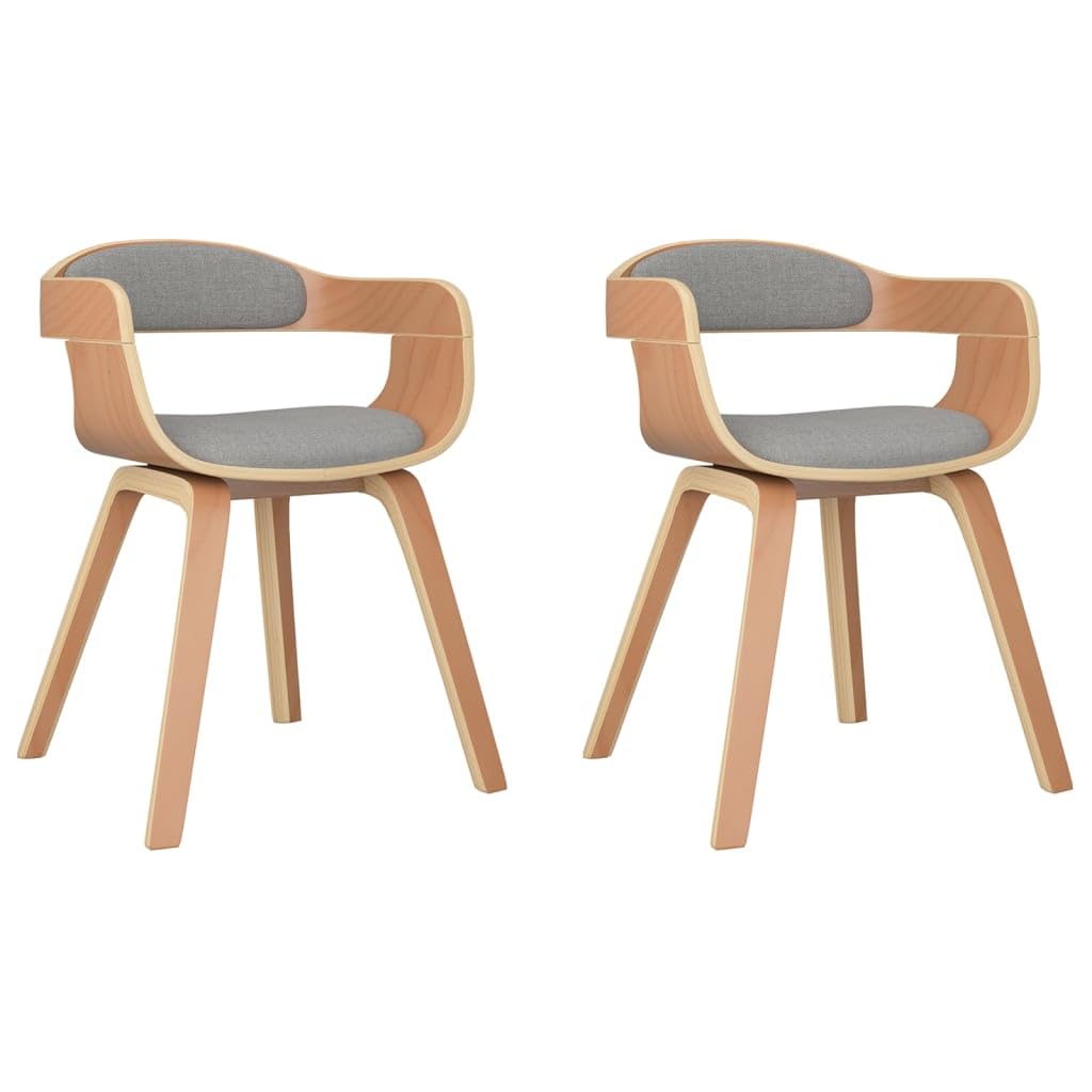 Juego de 2 sillas de comedor gris natural 49 x 51 x 70 cm | Respaldo acolchado, asiento de esponja, patas de madera de haya, carga máxima 110 kg