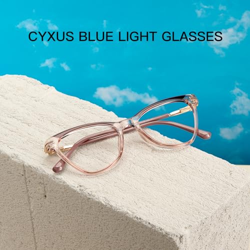 Image of Cyxus Cat Eye Blue Light Blocking Glasses for Women Men Tr90 Frame Anti Eye Strain UV400 Protection Computer Glasses 8189