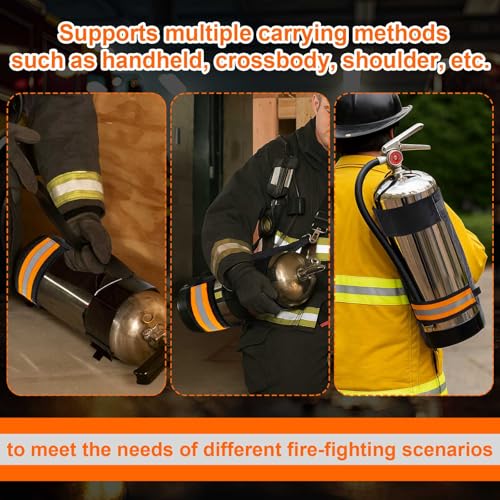 Image of Shyyween 2 Pcs Adjustable Fire Extinguisher Carrying Strap with Reflective Firefighter Gear Water Can Extinguisher Strap High-strength Nylon Webbing with Metal Buckle for Fire Safety (Orange)