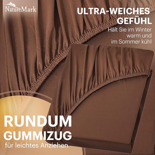 NatureMark Jersey Spannbettlaken, Spannbetttuch 100% Baumwolle in vielen Größen und Farben MARKENQUALITÄT ÖKOTEX Standard 100… – Ansicht 4