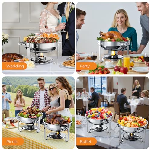 Chafing Dishes for Buffet 4 Pack,Round Stainless Steel Chafing Dish Set - image 8