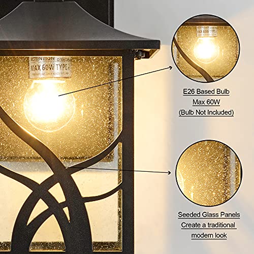 Delicavy Outdoor Porch Light Exterior Wall Light Fixtures Outdoor Carriage Lights Black Finish With Clear Seeded Glass Wall Mount Light For House, Patio, Garage, Yards, Ip65 Waterproof, Black #TOP4