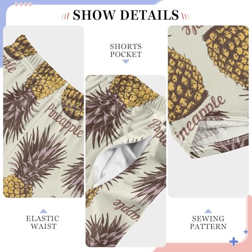 ZZXXB Retro Pineapple Boys Long Pants Soft Trousers Elastic Waist Kids Lounge Bottoms with Pockets S-XL4