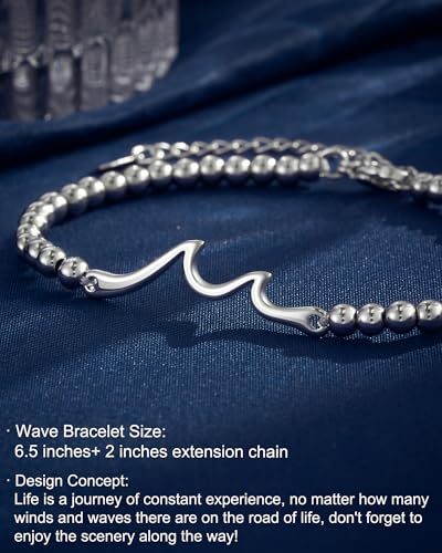 Tarsus Wave Bracelet for Daughter, The Waves of Life I'll Through with You, Birthday Christmas Gifts for Women Teens4