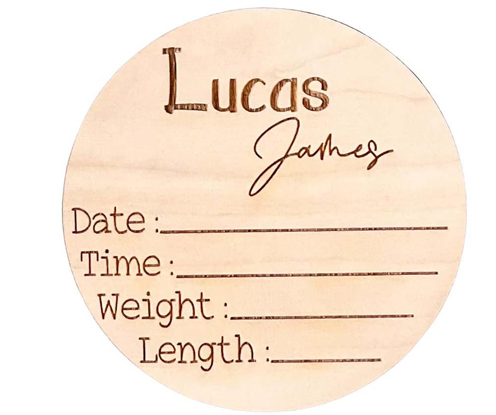 Personalized Newborn Announcement Sign for Hospital - Single Sided - Wooden Birth Announcement Sign - Name Baby Announcement Sign Customized Gender Neutral (Single Sided Name and Blank Stats)